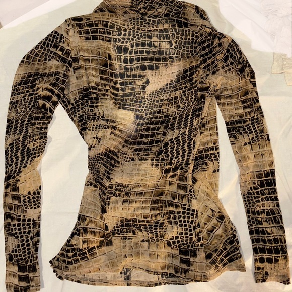 Y2K Full Sheer Animal Print Long Sleeve Goblin Core Grunge Academia Cute Top - Picture 2 of 6